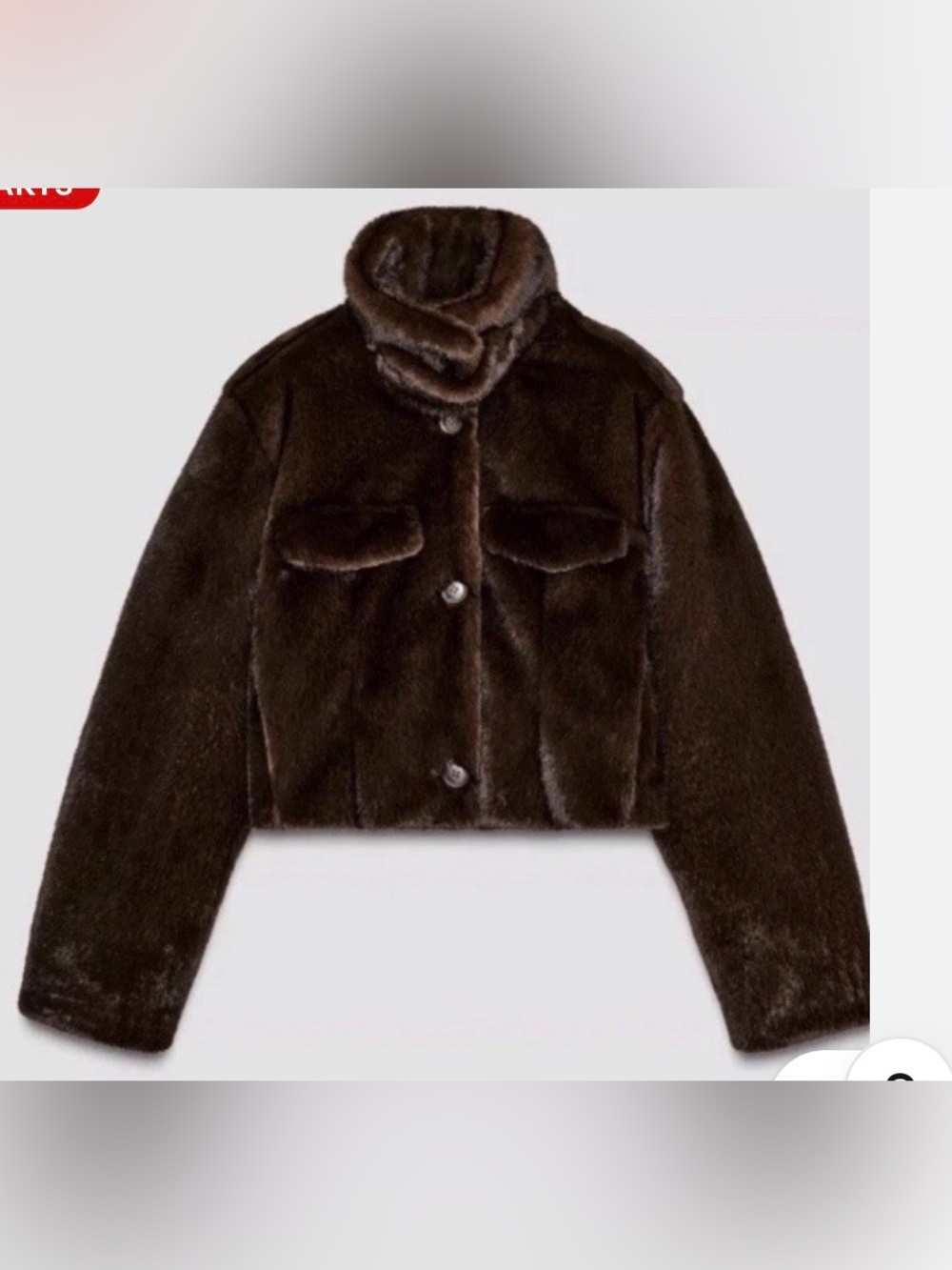 Zara Faux Fur Cropped Jacket - Dark Brown